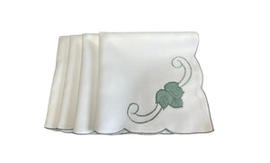 Table Napkins Embroidered Leaf Design 18" x 18" (3 Colours)