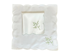 Table Napkins Embroidered Sprig Design 18" x 18" (4 Colours)