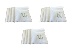 Table Napkins Embroidered Sprig Design 18" x 18" (4 Colours)