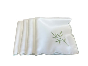 Table Napkins Embroidered Sprig Design 18" x 18" (4 Colours)