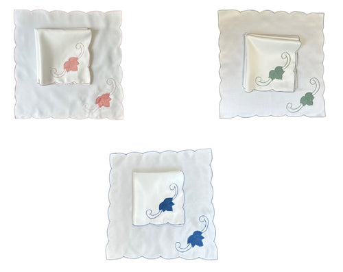 Table Napkins Embroidered Leaf Design 18