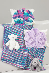 James Brett DK Knitting Pattern – Baby Cardigans & Blanket (JB884)