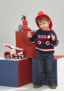 James Brett Double Knit Knitting Pattern Child’s Fire Truck Sweater (JB896)