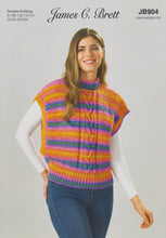 Load image into Gallery viewer, James Brett Double Knit Ladies Stripe Effect Slipover Vest Knitting Pattern (JB904)