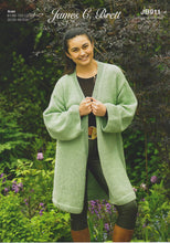 Load image into Gallery viewer, James Brett Aran Knitting Pattern Ladies Open Longline Cardigan (JB911)