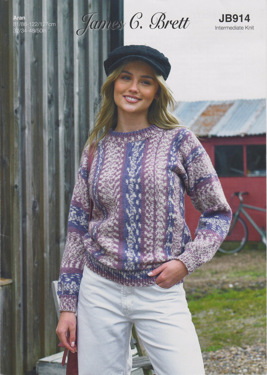 James Brett Aran Knitting Pattern Ladies Fair Isle Sweater (JB914)