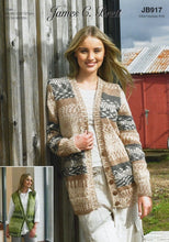 Load image into Gallery viewer, James Brett Aran Knitting Pattern Ladies Fair Isle Cardigan &amp; Waistcoat (JB917)