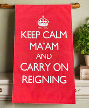 Load image into Gallery viewer, Vintage Diamond Jubilee Tea Towel - Keep Calm Ma&#39;am And Carry On Reigning