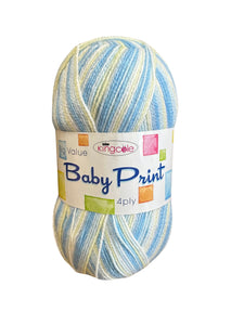 King Cole Big Value Baby Print 4 Ply Knitting Yarn 100g Ball (Lagoon or Princess)