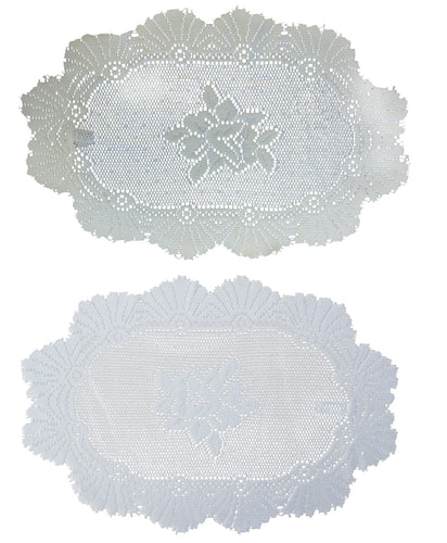 Monica Lace Runner/Tray Cloth - 12 x 18 Oval (Cream or White)