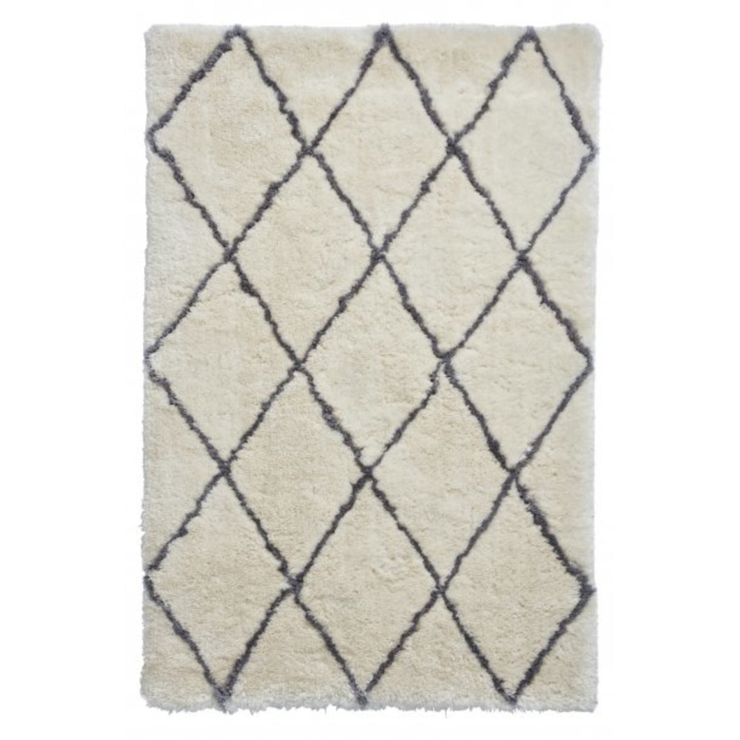 Morocco Diamond Design Shaggy Pile Rug Super Soft Hand Tufted Microfibre Acrylic Mat (4 Colours)