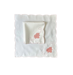 Table Napkins Embroidered Leaf Design 18" x 18" (3 Colours)