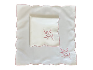 Table Napkins Embroidered Sprig Design 18" x 18" (4 Colours)