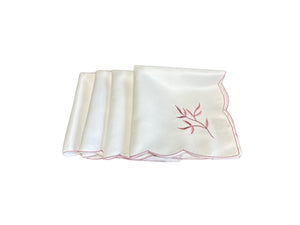 Table Napkins Embroidered Sprig Design 18" x 18" (4 Colours)