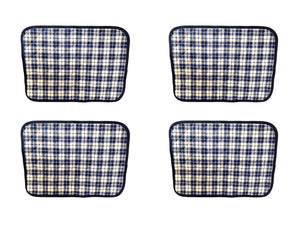 Tartan Quilted Kitchen Dining Table Protector 4 Pack of Placemats 38cm x 28cm (2 Colours)