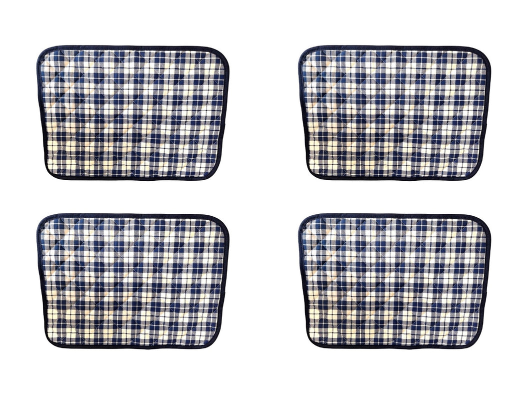 Tartan Quilted Kitchen Dining Table Protector 4 Pack of Placemats 38cm x 28cm (2 Colours)