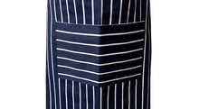 Load image into Gallery viewer, Navy Butchers Stripe 100% Cotton Bib Apron with Pocket 90cm x 100cm