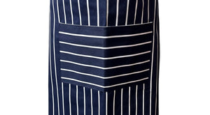 Navy Butchers Stripe 100% Cotton Bib Apron with Pocket 90cm x 100cm