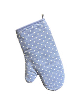 Load image into Gallery viewer, Blue Polka Dot Quilted Cotton Oven Glove