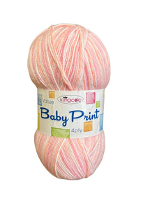 King Cole Big Value Baby Print 4 Ply Knitting Yarn 100g Ball (Lagoon or Princess)