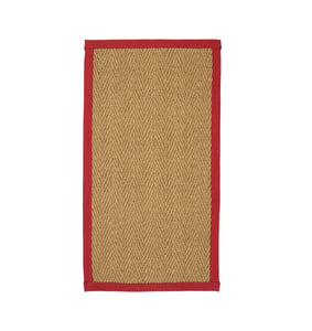 Natural Herringbone Weave Coir Rug or Runner with Coloured Border (7 Colours)