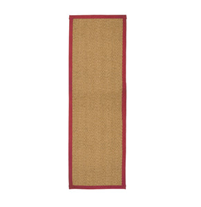 Natural Herringbone Weave Coir Rug or Runner with Coloured Border (7 Colours)