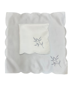 Table Napkins Embroidered Sprig Design 18" x 18" (4 Colours)