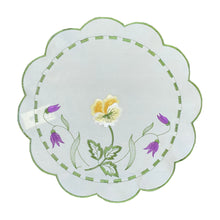 Load image into Gallery viewer, Pack of 6 Embroidered Spring Floral Scalloped Edge Doilies (2 Sizes)