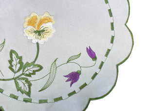 Pack of 6 Embroidered Spring Floral Scalloped Edge Doilies (2 Sizes)