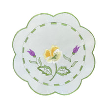 Load image into Gallery viewer, Pack of 6 Embroidered Spring Floral Scalloped Edge Doilies (2 Sizes)