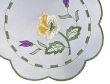 Load image into Gallery viewer, Pack of 6 Embroidered Spring Floral Scalloped Edge Doilies (2 Sizes)