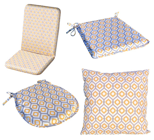 Yellow Abstract Pattern Outdoor Water Resistant Seat Pad, Cushion or Cover