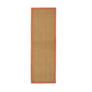 Natural Herringbone Weave Coir Rug or Runner with Coloured Border (7 Colours)