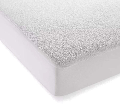 Terry Towelling Waterproof Fitted Mattress Protector (White)