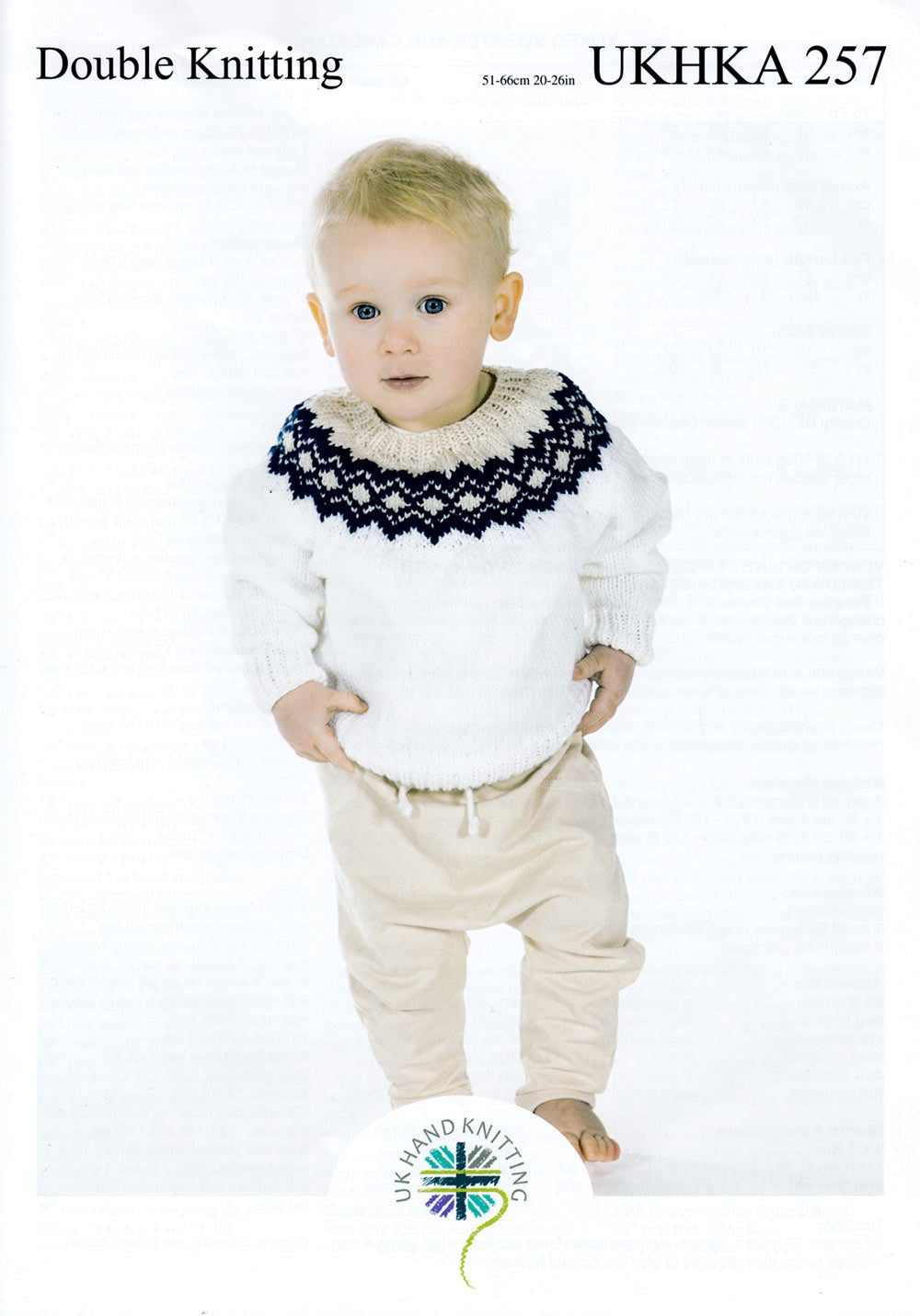 UKHKA 257 Double Knitting Pattern – Yoked Sweater & Cardigan