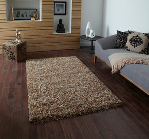 Vista Shaggy Pile Machine Made Rug - Beige (Various Sizes)