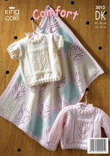 Load image into Gallery viewer, King Cole DK Knitting Pattern - Baby Sweaters &amp; Blanket (3012)