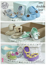 Load image into Gallery viewer, King Cole Double Knit Crochet Pattern - Baby Shoes (4492)