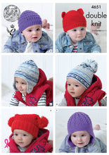 Load image into Gallery viewer, King Cole DK Knitting Pattern - Baby &amp; Childrens Hats (4651)