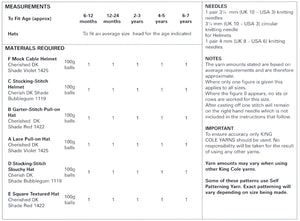 King Cole DK Knitting Pattern - Baby & Childrens Hats (4651)