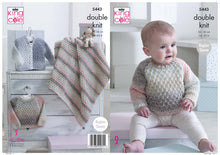 Load image into Gallery viewer, King Cole Double Knitting Pattern - Baby Sweater Cardigan &amp; Blanket (5443)