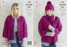 Load image into Gallery viewer, King Cole Double Knitting Pattern - Ladies Jacket Snood &amp; Hat (5480)