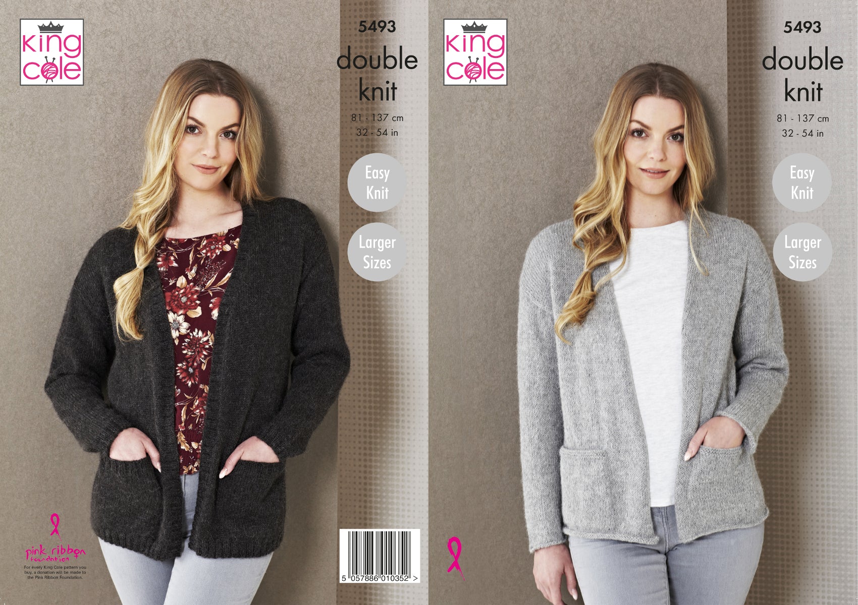 King Cole Double Knitting Pattern Ladies Edge to Edge Jackets