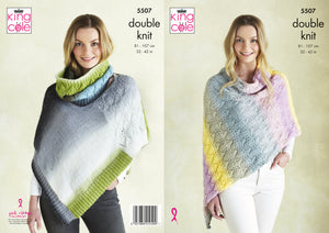 King Cole Double Knitting Pattern - Ladies Ponchos & Snood (5507)