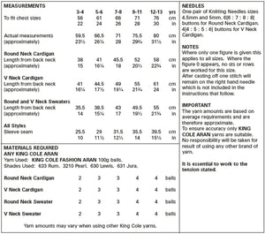 King Cole Aran Knitting Pattern - Childrens Cardigans & Sweaters (5542)