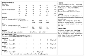 King Cole Crochet Pattern – Baby’s Cardigan, Bonnet, Shoes & Blanket (5565)