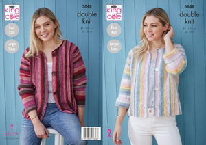 King Cole Double Knitting Pattern - Ladies Cardigans (5648)