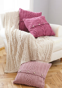 King Cole Aran Knitting Pattern - Cable Throw & Cushion Covers (5660)
