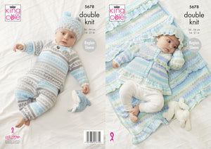 King Cole Double Knitting Pattern - Baby Sweater Pants Jacket & Blanket (5678)