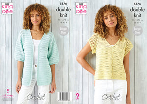 King Cole Double Knit Crochet Pattern - Ladies Top & Cardigan (5876)